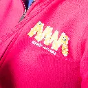 Felpa cappuccio + zip logo MM + fiori fucsia Women