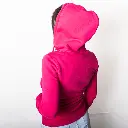 Felpa cappuccio + zip logo MM + fiori fucsia Women