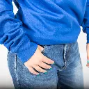 Felpa girocollo blu con Sassongher MM Unisex