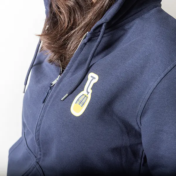 Felpa blu navy ovetto con zip e cappuccio