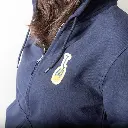 Felpa blu navy ovetto con zip e cappuccio