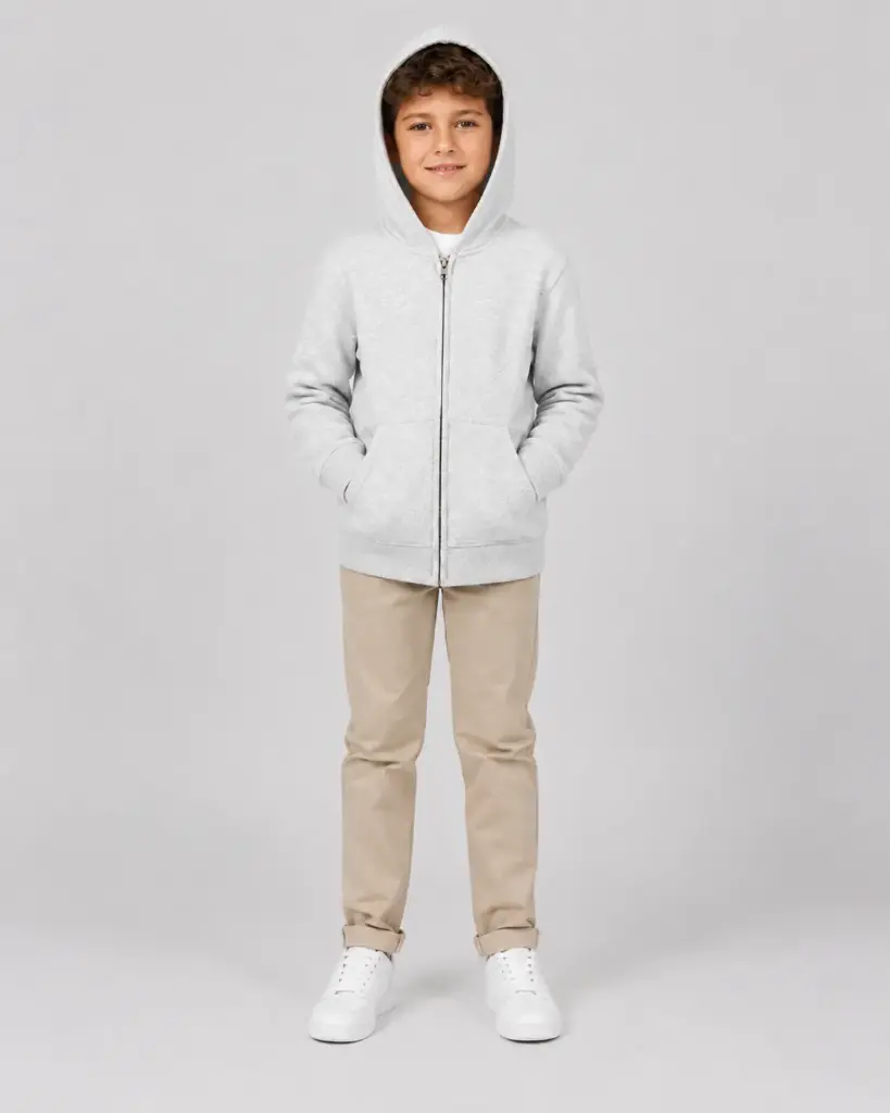 Felpa Boè Cappuccio + Zip Heather Grey