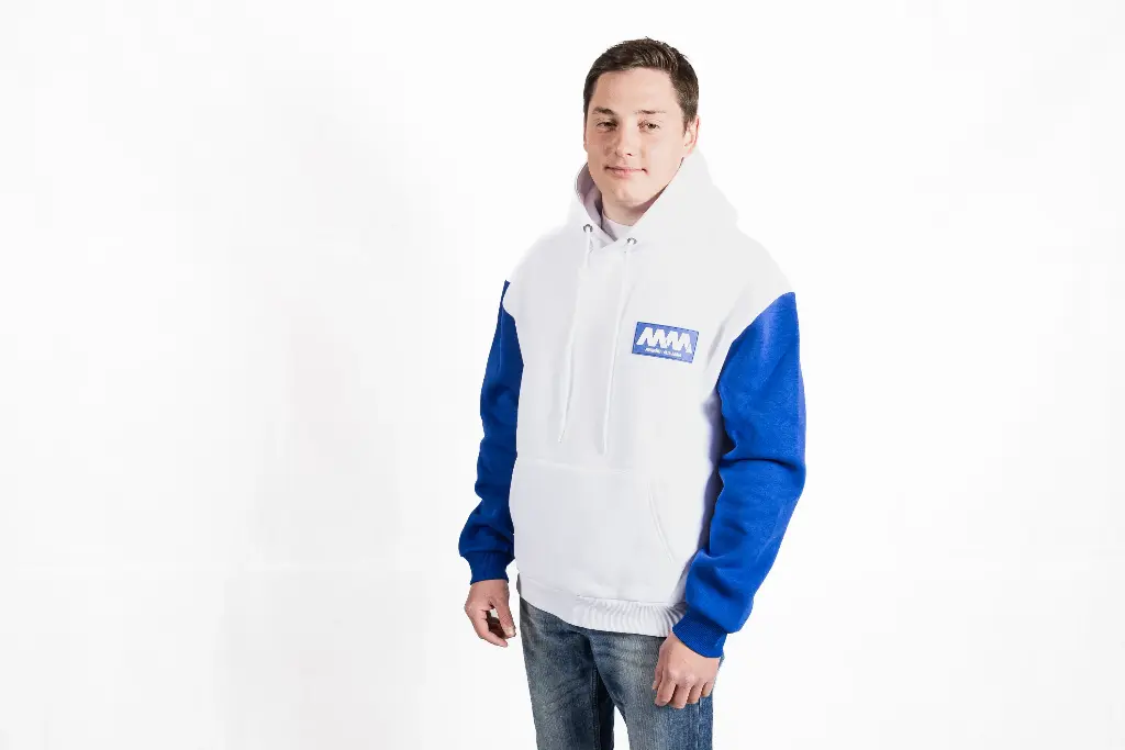 Felpa bicolor white/blue logo MM