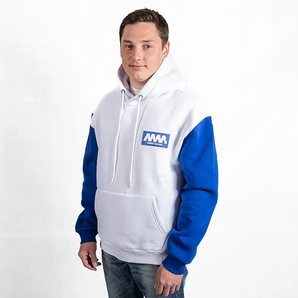 Felpa bicolor white/blue logo MM