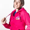 Felpa cappuccio zip cabina fiori fucsia