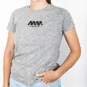 T-Shirt grigia Sassongher con logo MM da donna