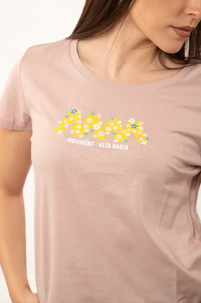 T-Shirt mit MM-Logo + Blumen – Millennial Pink