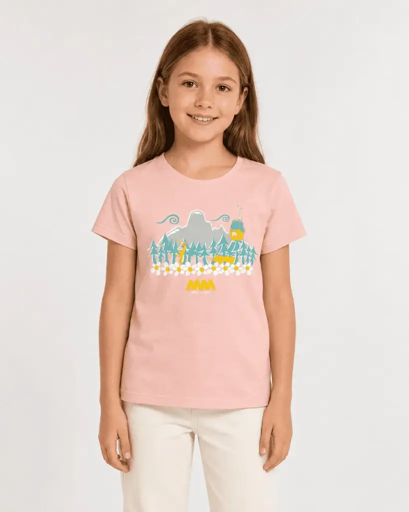 T-Shirt Gondelbahn & Wald – Pink