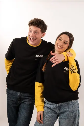 Felpa a strati black/yellow logo MM