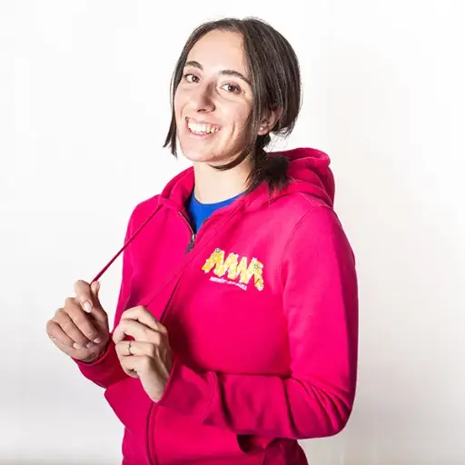 MM zip hoodie with fuchsia flower touch