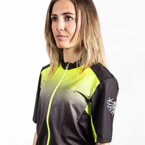 Technical cycling jersey with zip – yellow gradient